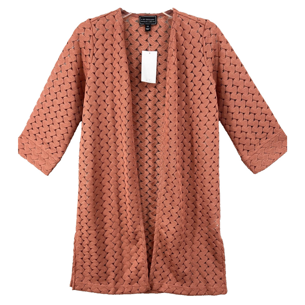 New G by Giuliana Cardigan XXS Duster‎ Terra Cotta 3/4 Sleeve Open Front Duster